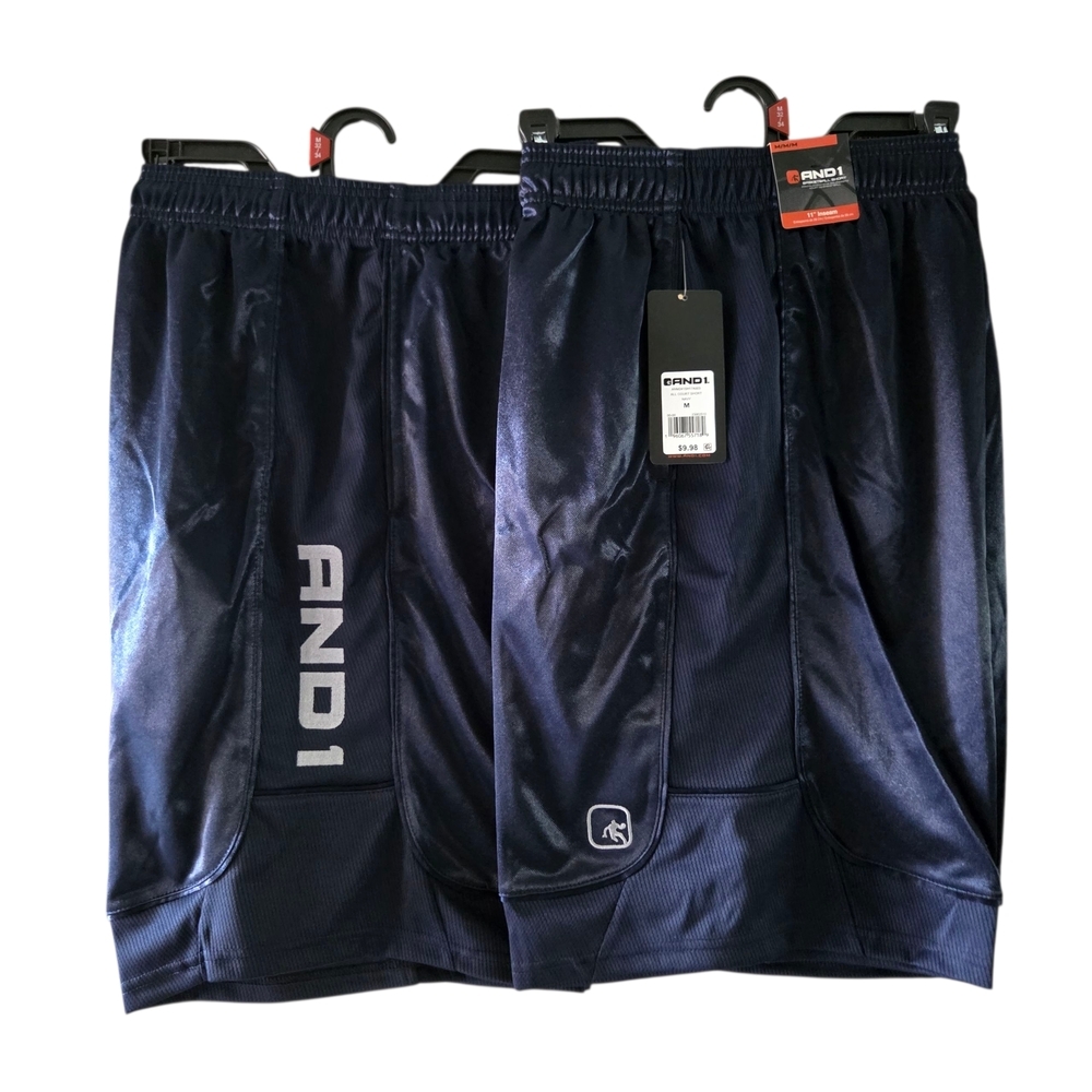 AND1 Men's Baggy Athletic Navy Blue Basketball Shorts Sz M NWT 2-Piece